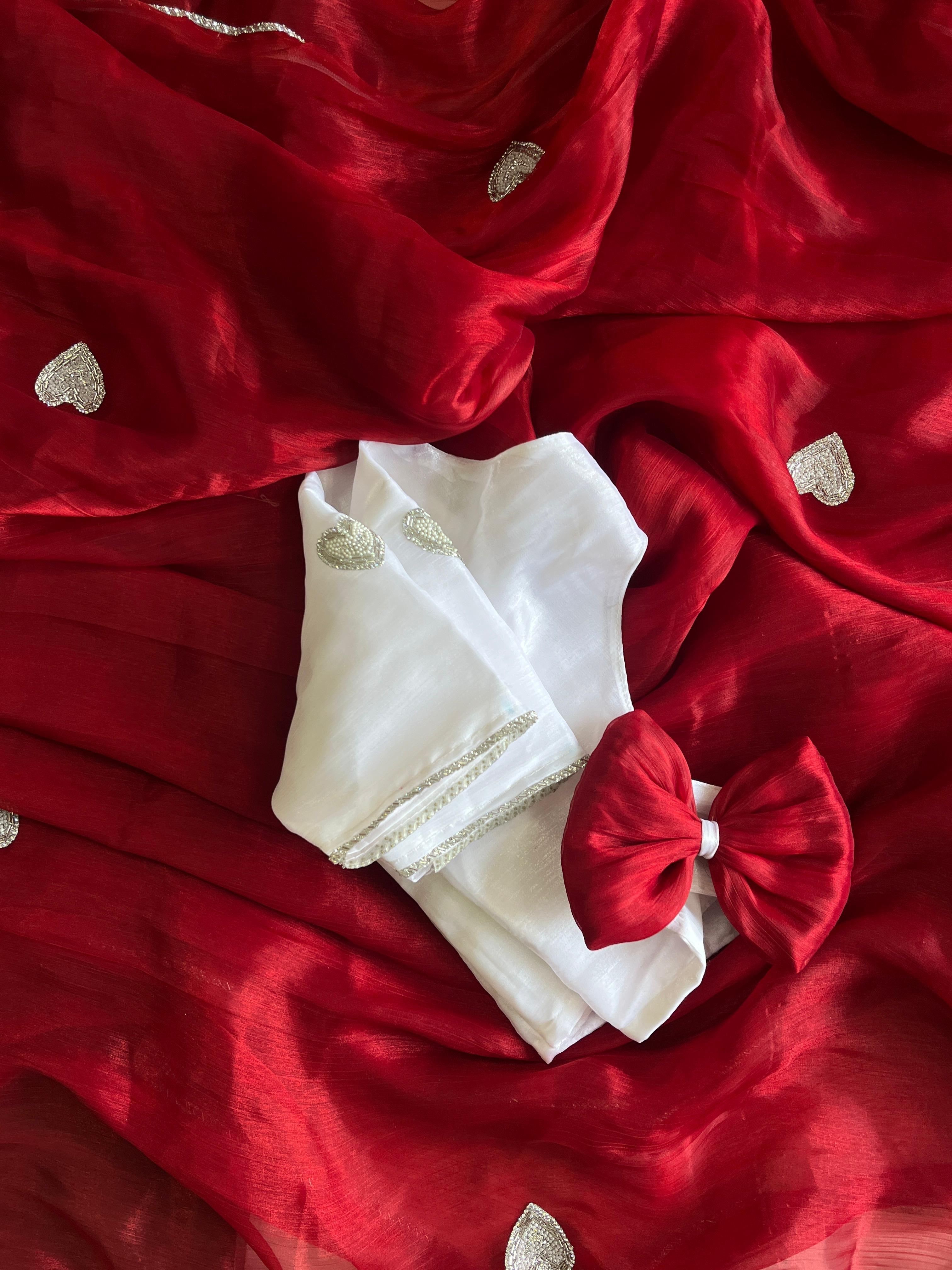 Valentine Red Tissue Saree