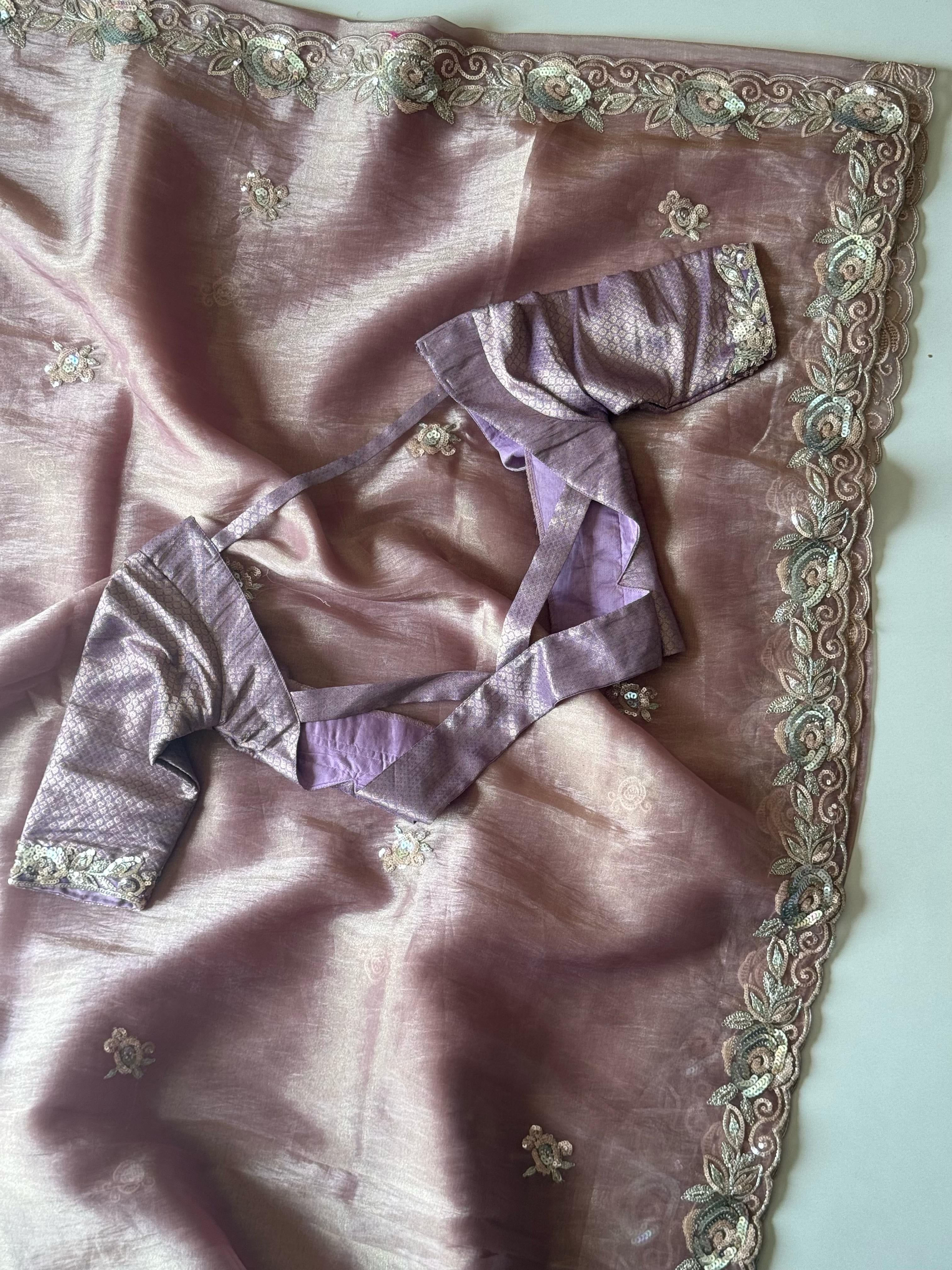 Maharani Pink Tissue Saree