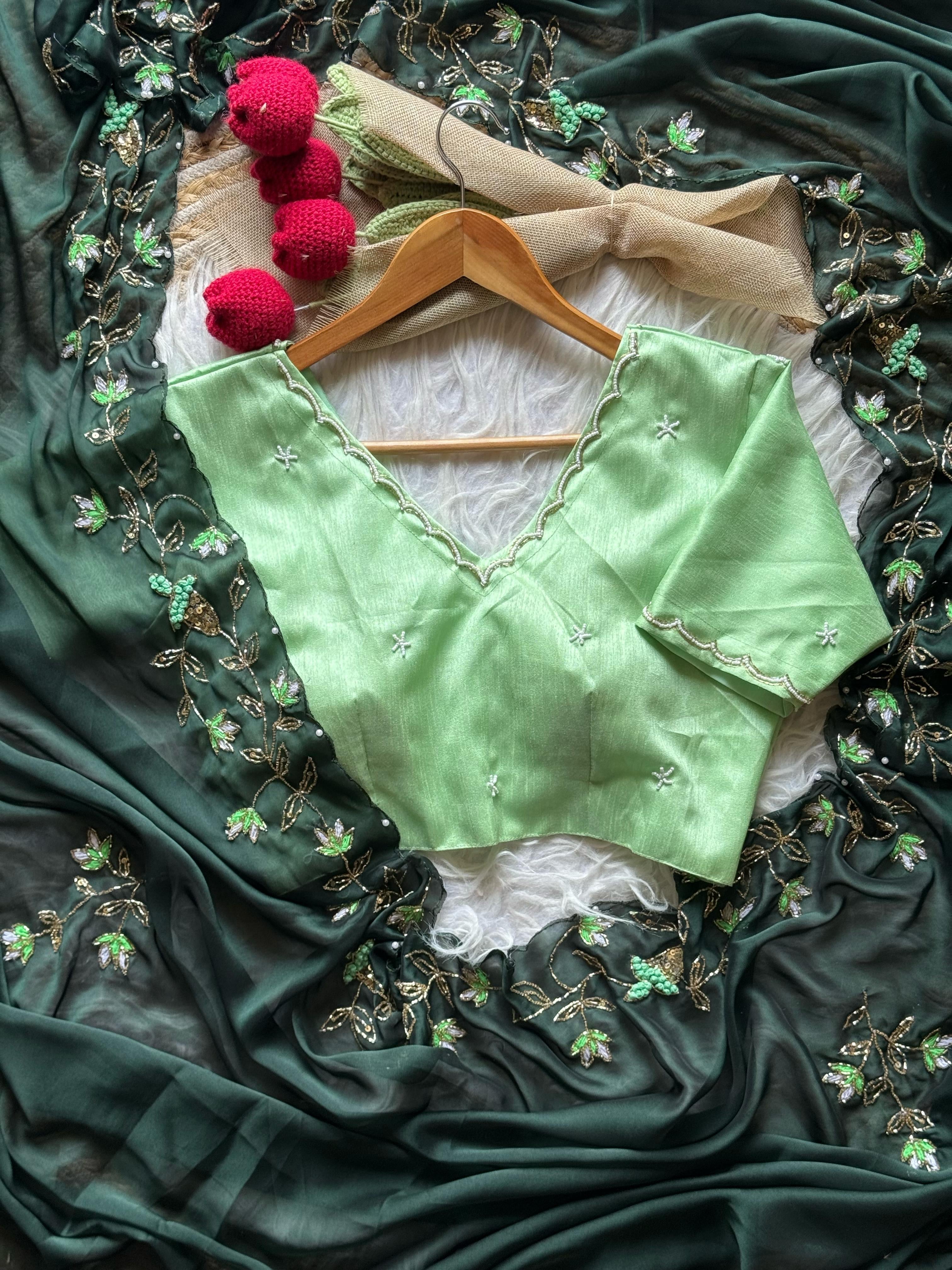 Precious Vintage Green Saree