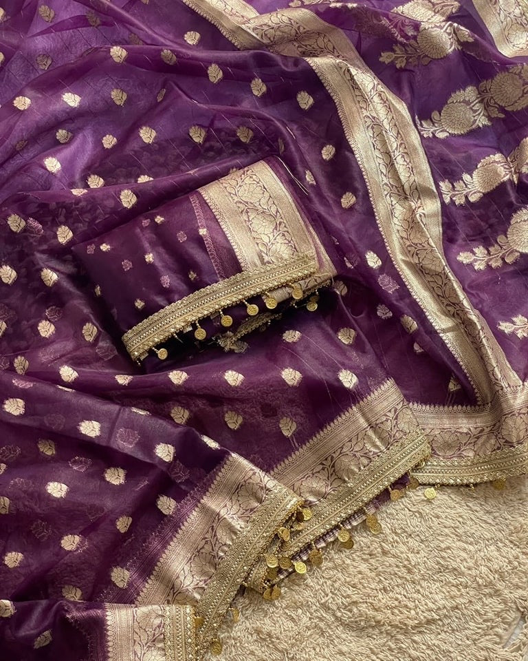 Maharani Purple Banarasi Saree