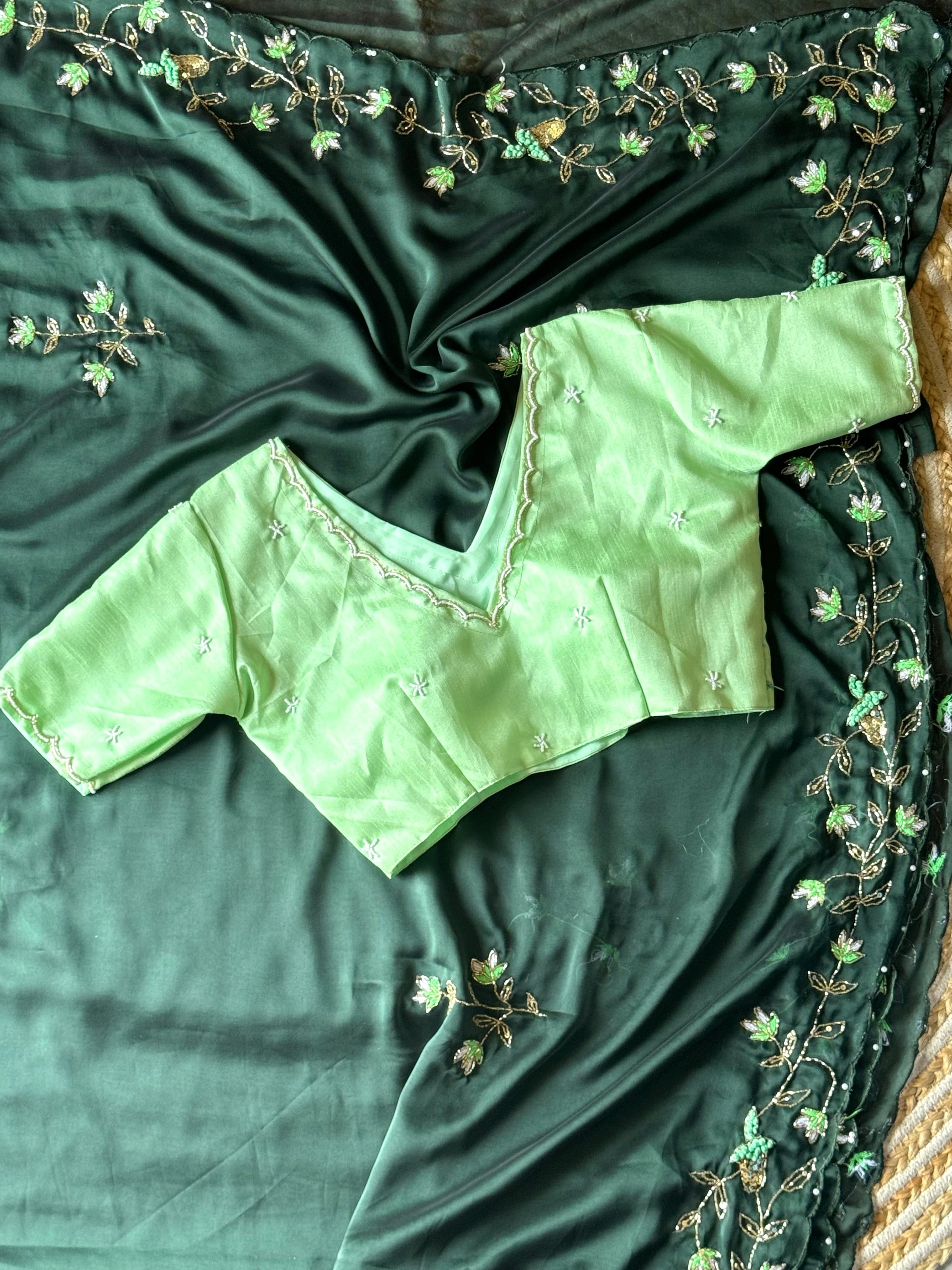 Precious Vintage Green Saree