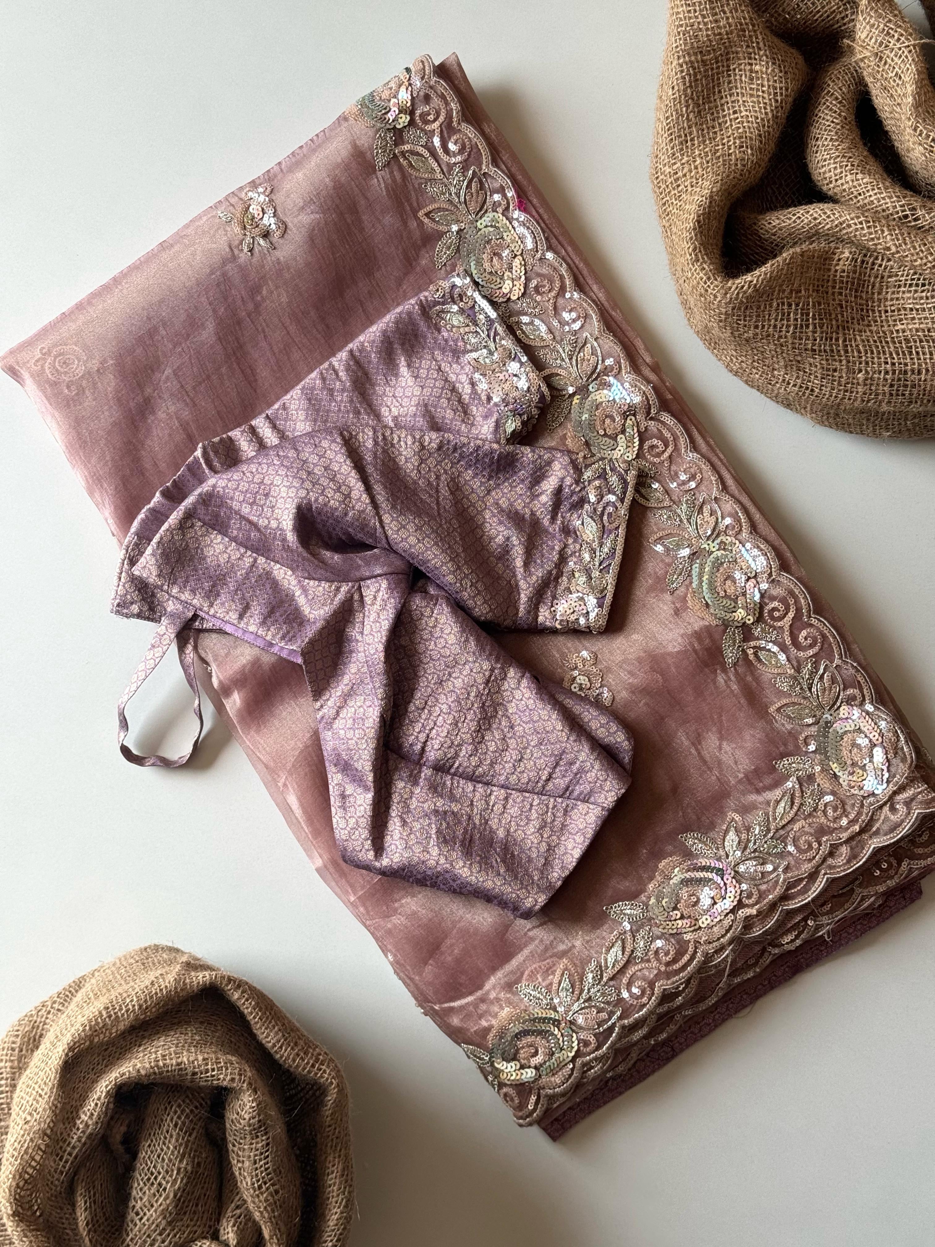Maharani Pink Tissue Saree