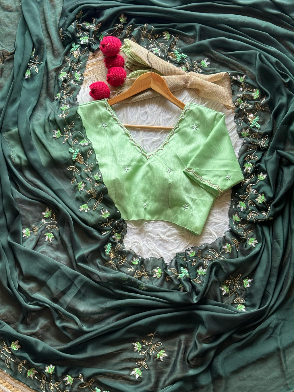 Precious Vintage Green Saree