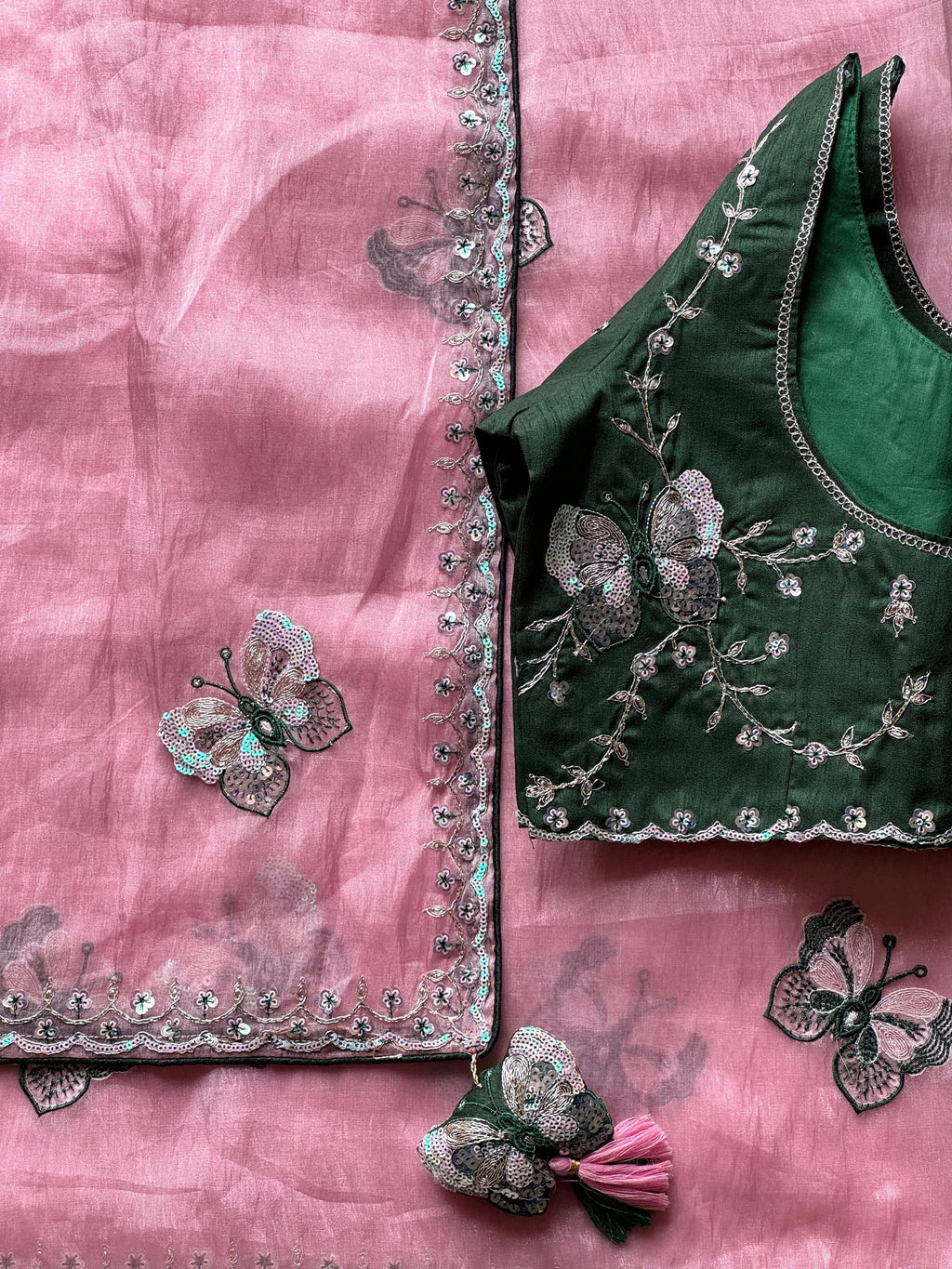 Pankhuri Pink Embellished Saree