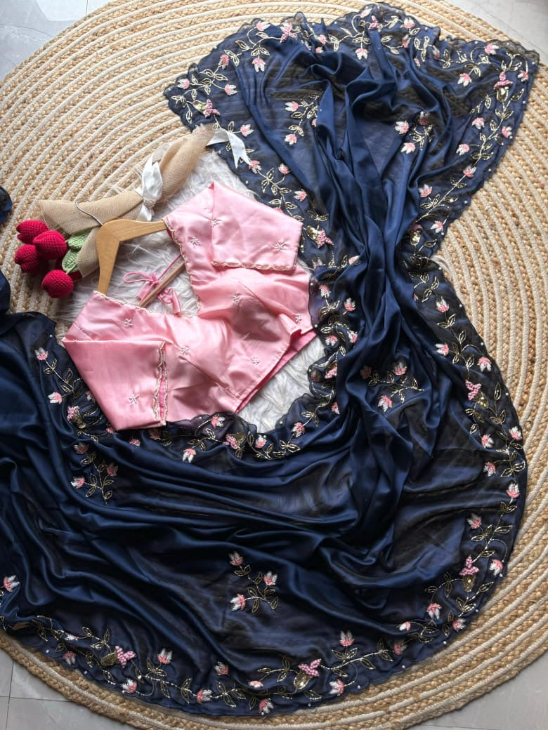Precious Midnight Blue Saree