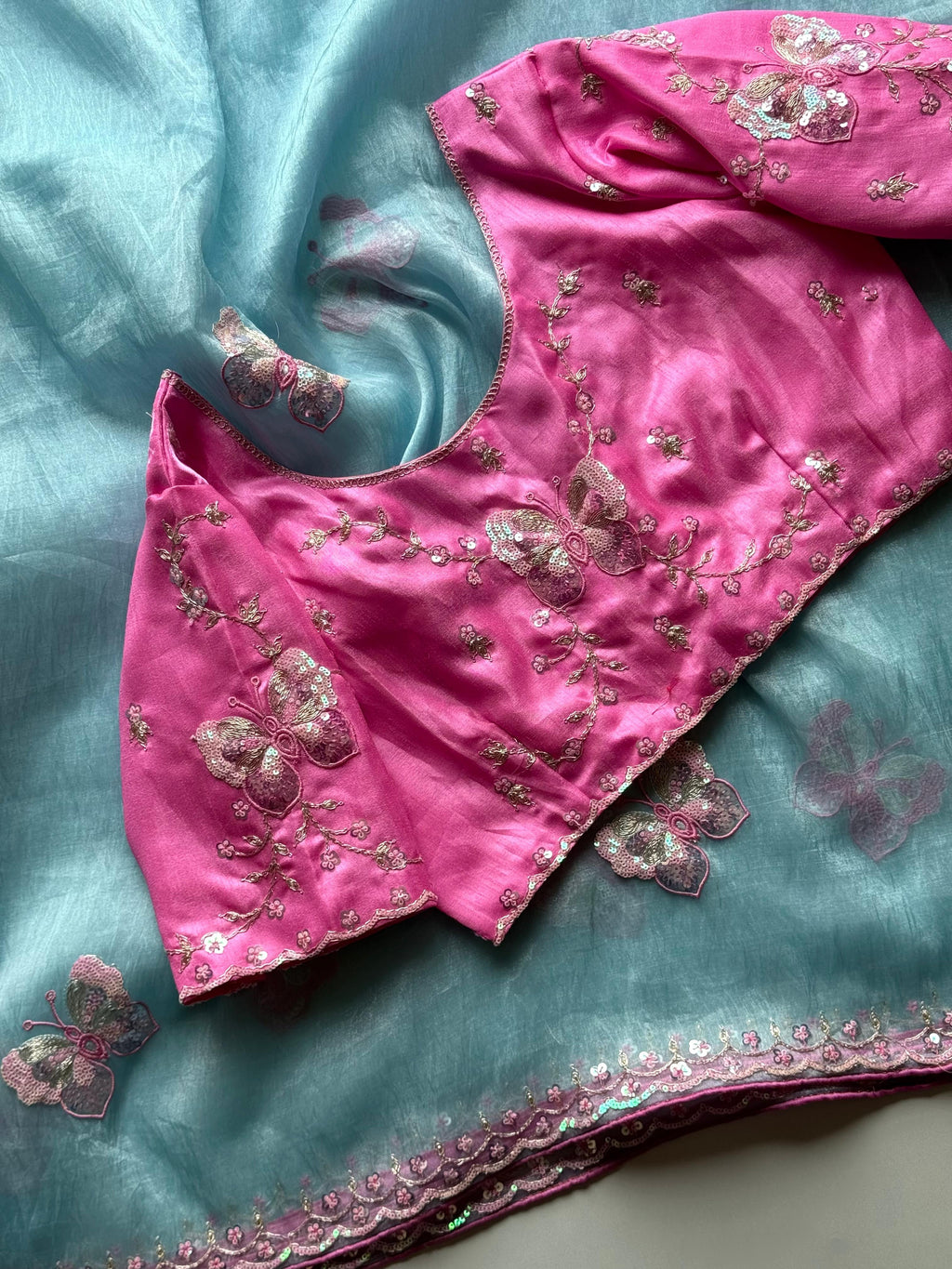Pankhuri Sky Embellished Saree