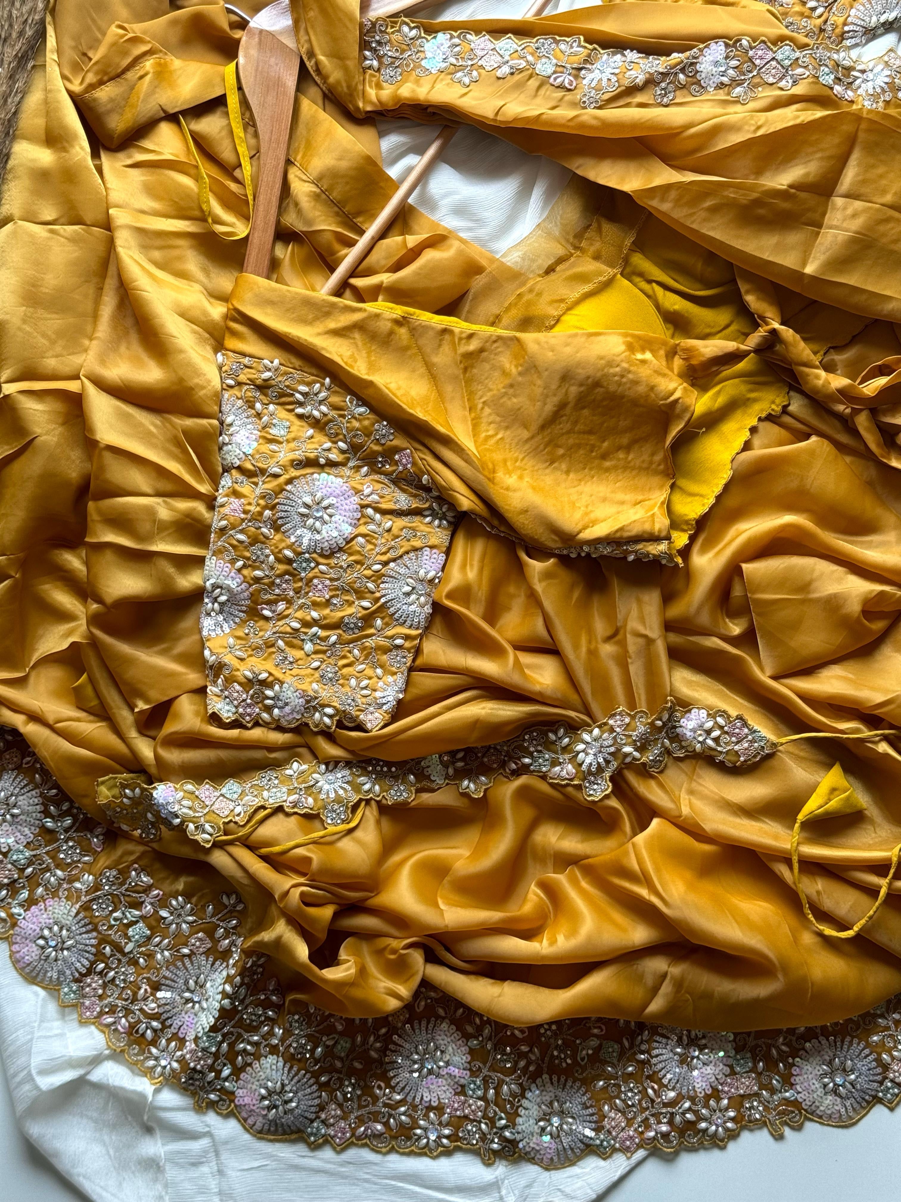 Mustard Princess Saree (Pre-Draped)