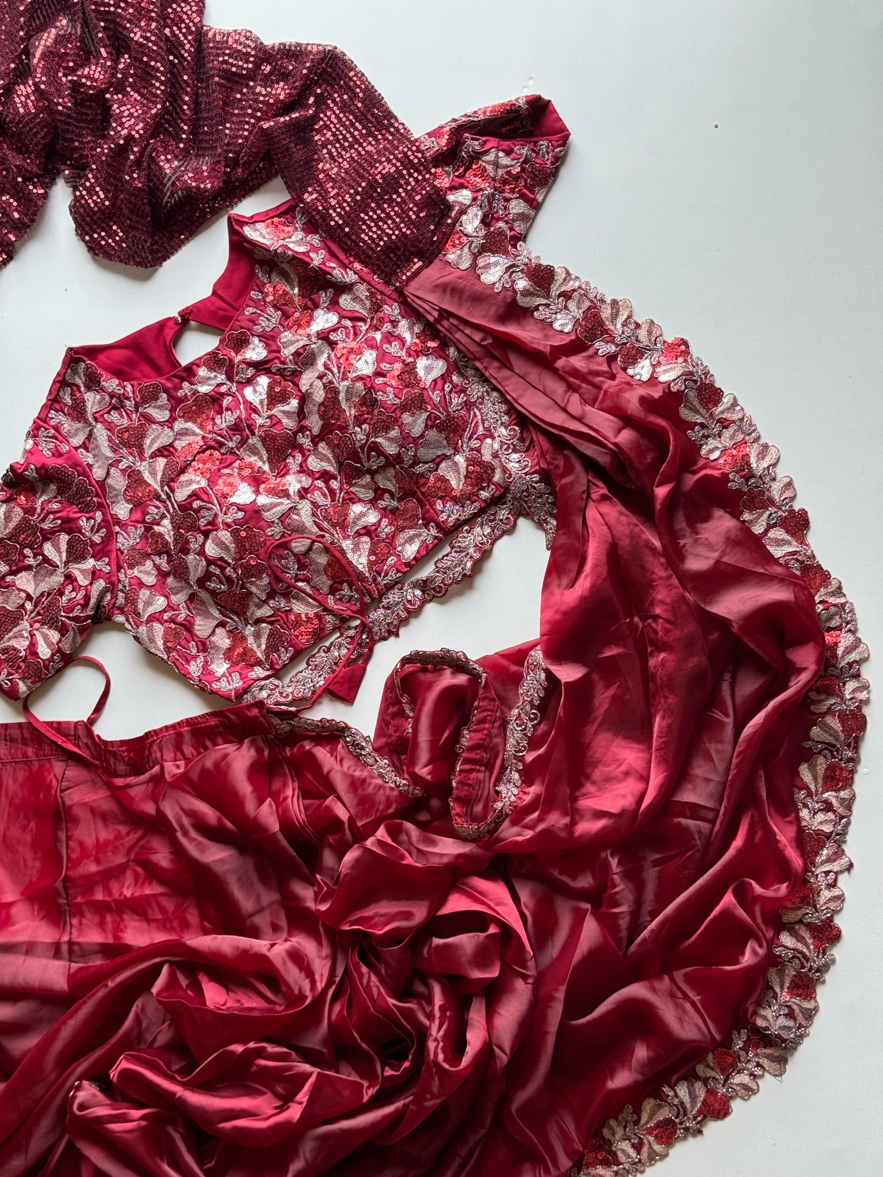 Surkh Laal Embellised Saree (Pre-Draped)