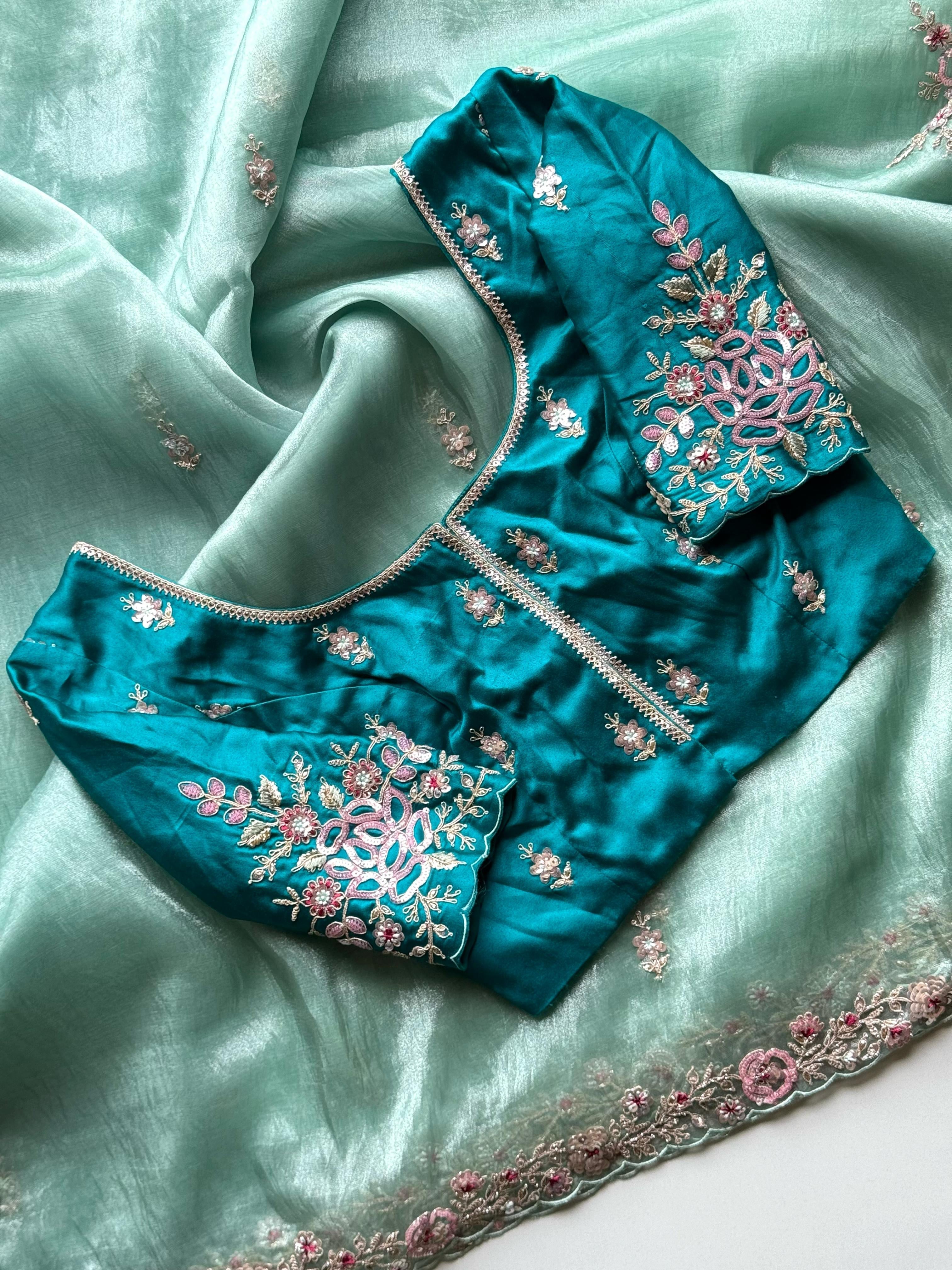 Saheli Sage Tissue Saree