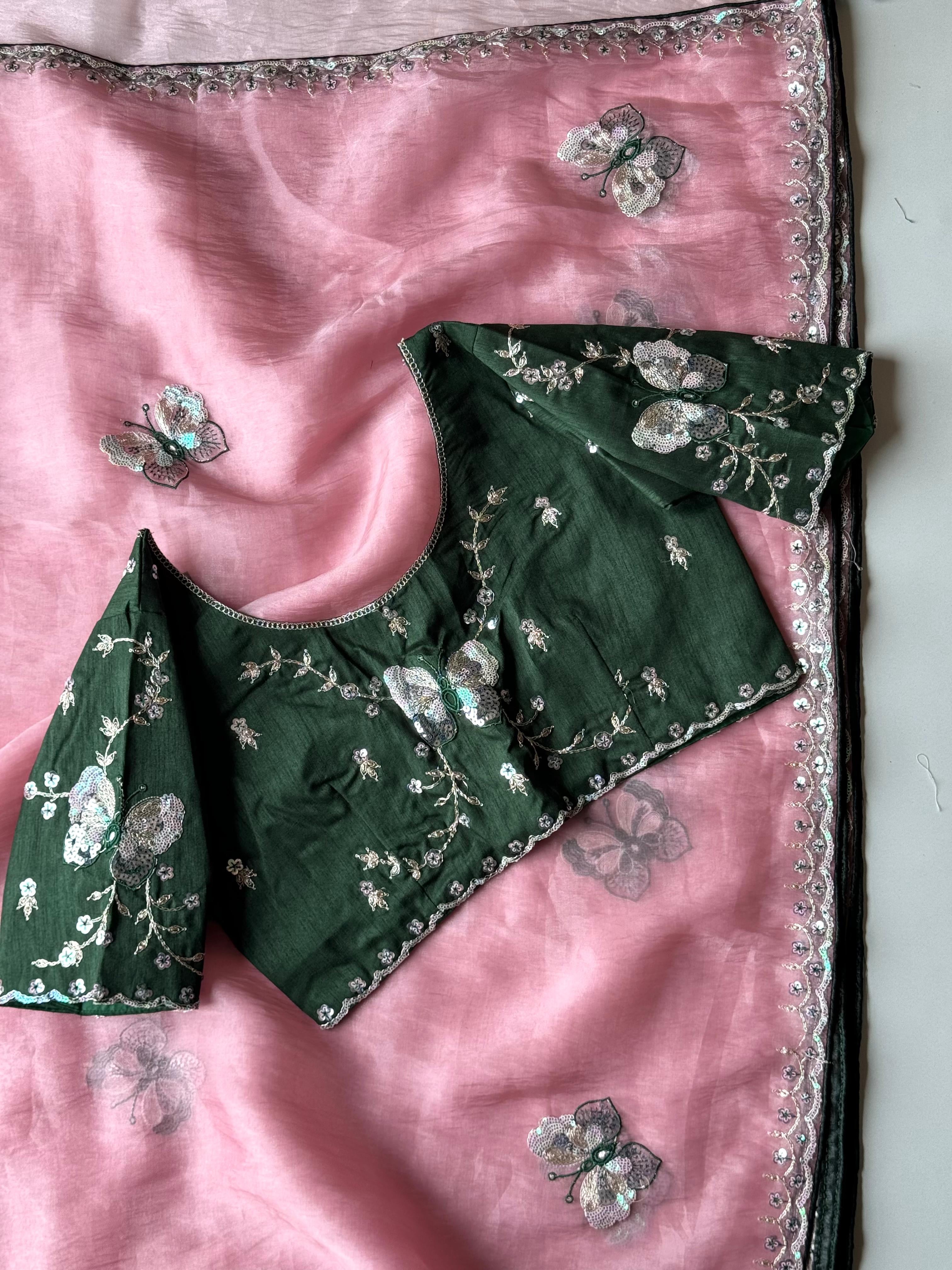 Pankhuri Pink Embellished Saree