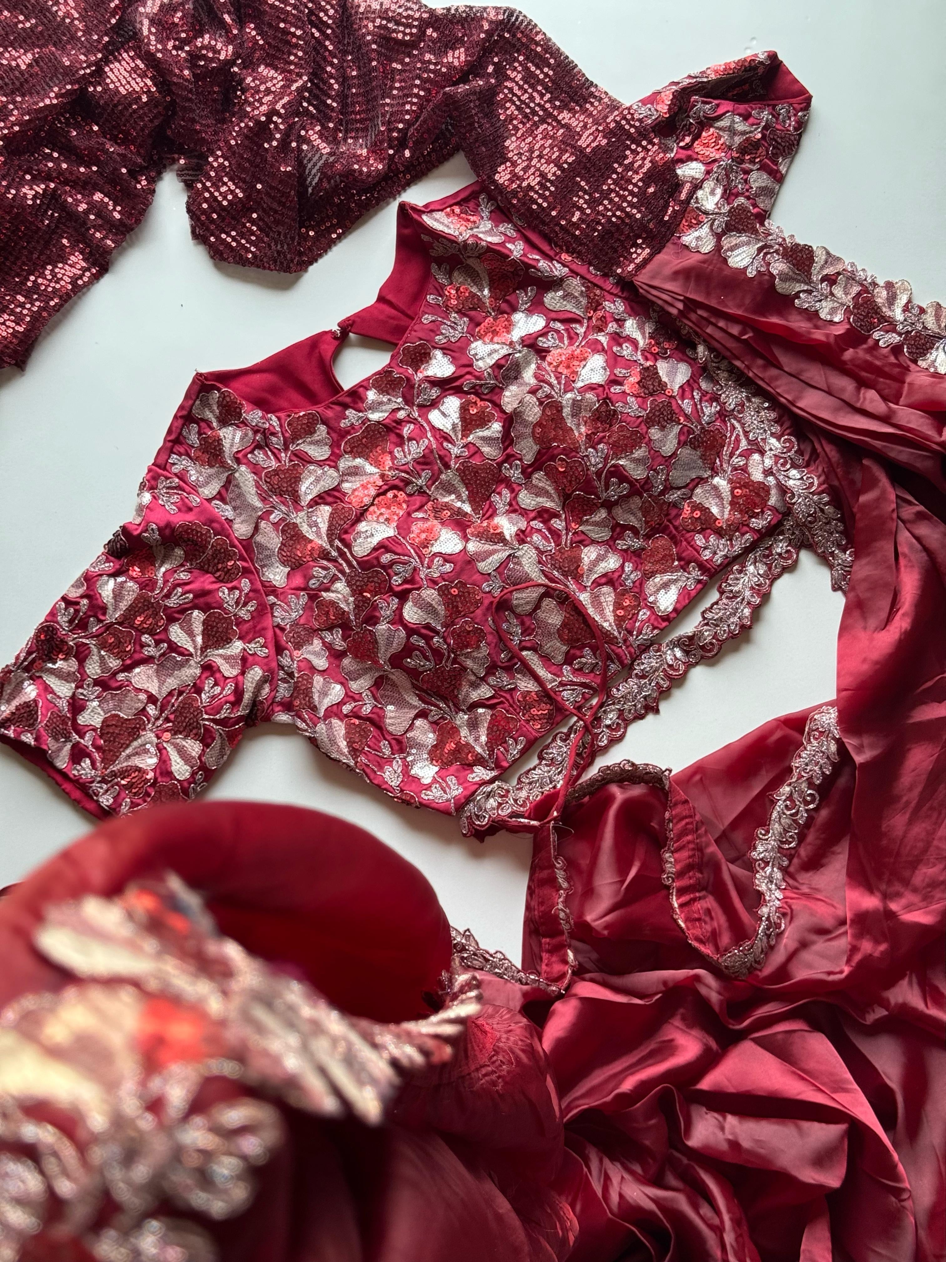 Surkh Laal Embellised Saree (Pre-Draped)