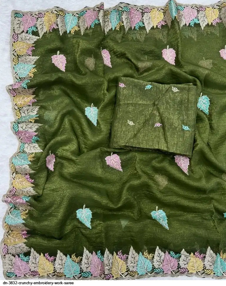 DN 3832 CRUNCHY EMBROIDERY WORK SAREE