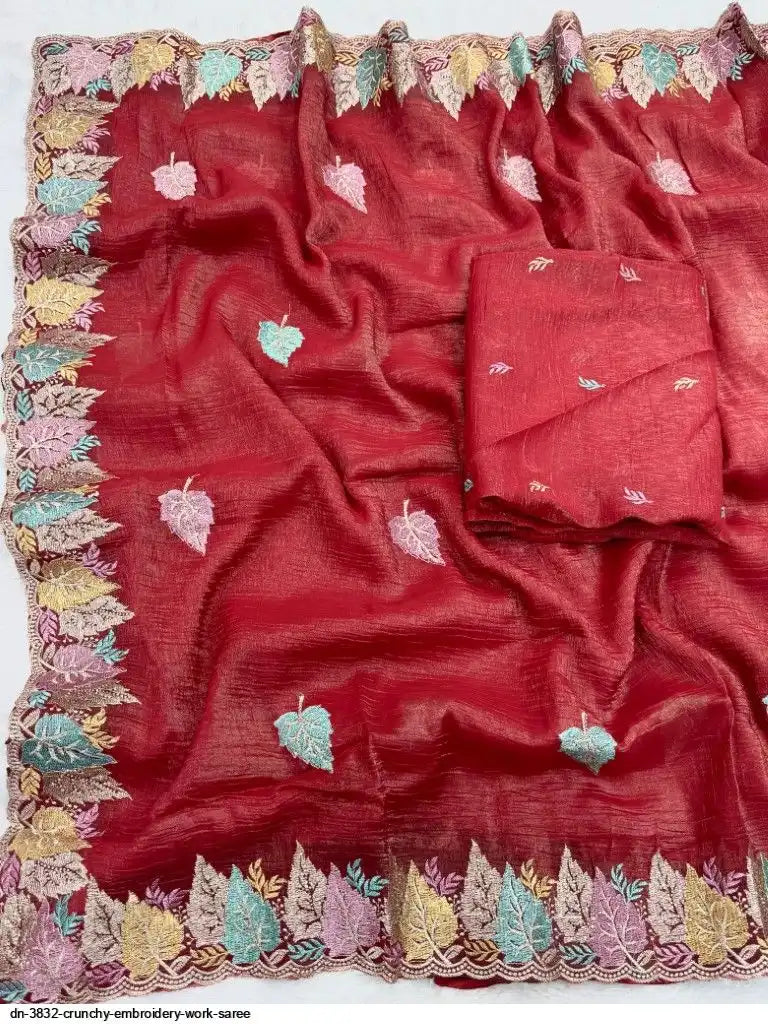 DN 3832 CRUNCHY EMBROIDERY WORK SAREE