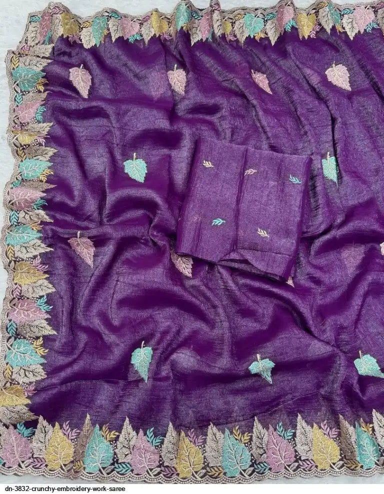 DN 3832 CRUNCHY EMBROIDERY WORK SAREE