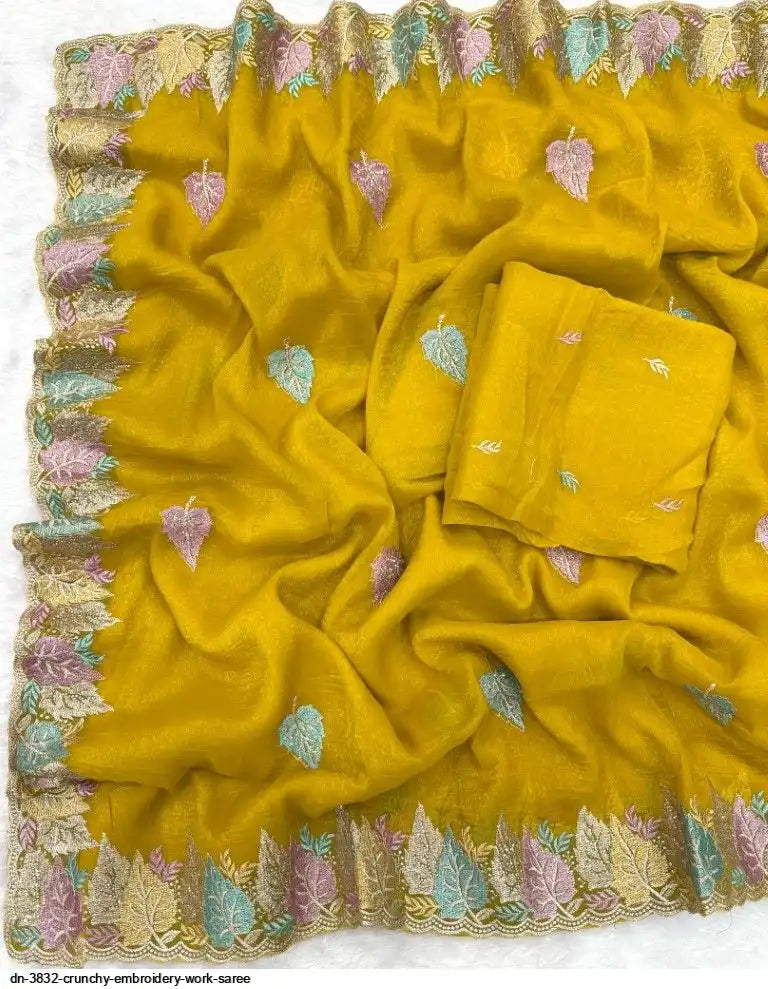 DN 3832 CRUNCHY EMBROIDERY WORK SAREE