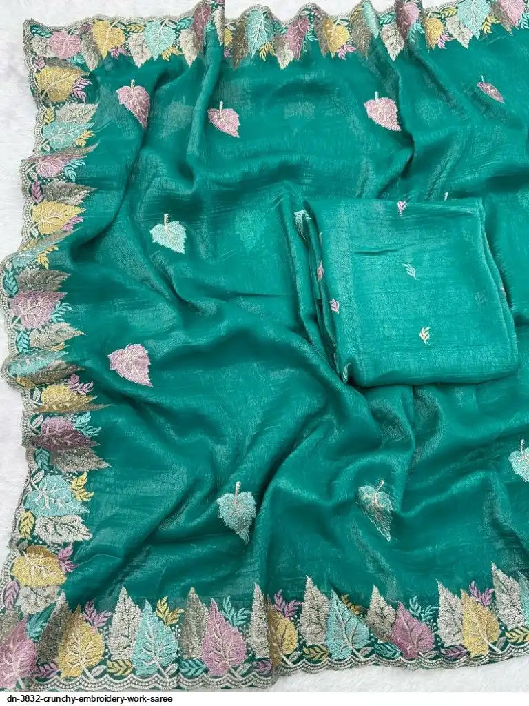DN 3832 CRUNCHY EMBROIDERY WORK SAREE
