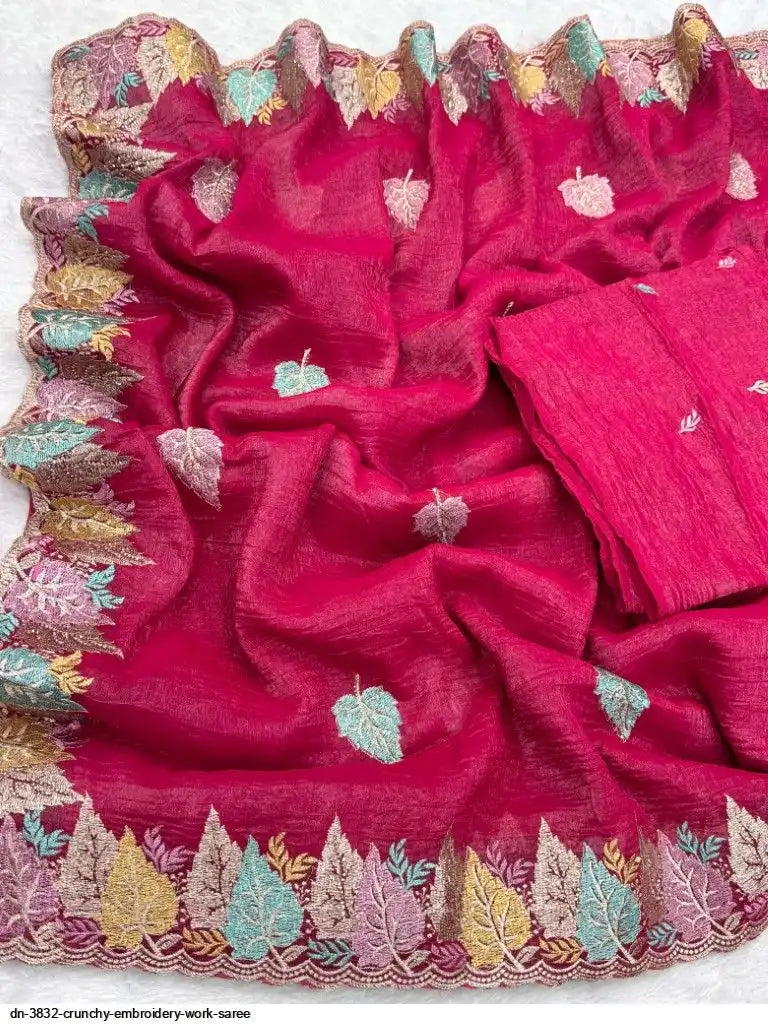 DN 3832 CRUNCHY EMBROIDERY WORK SAREE